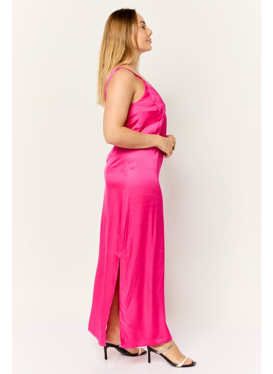 Women Plain Maxi Dress, Pink