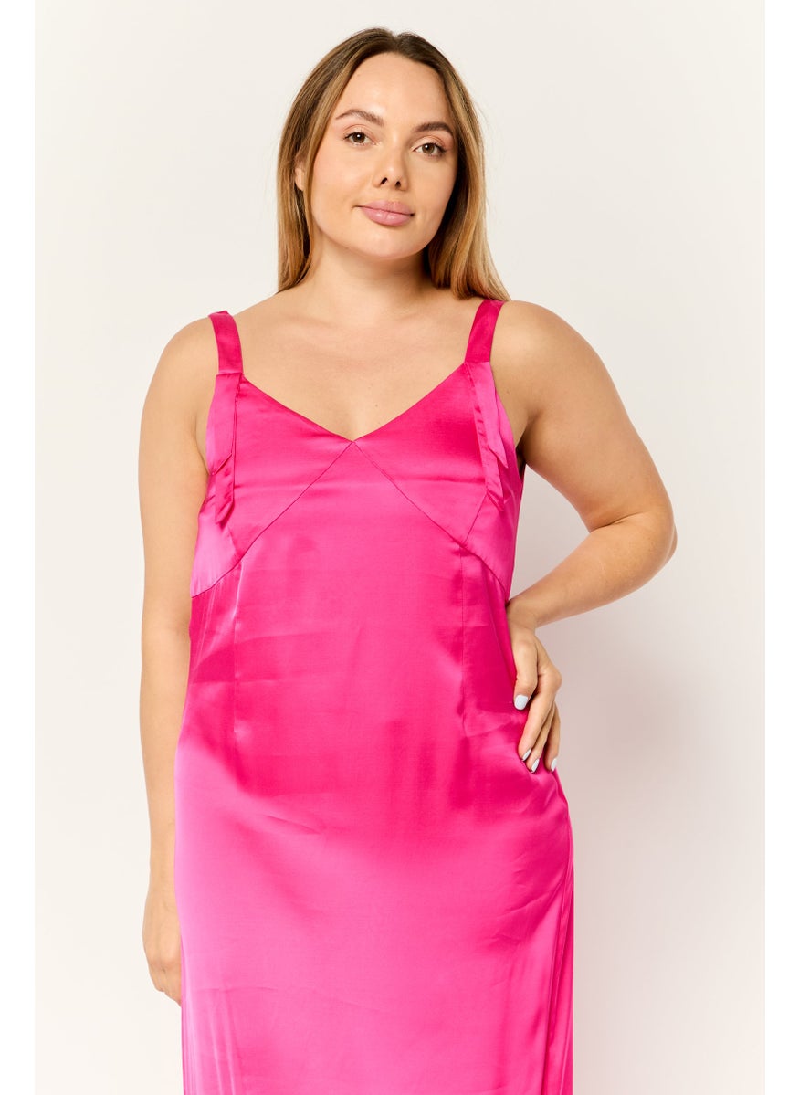 Women Plain Maxi Dress, Pink
