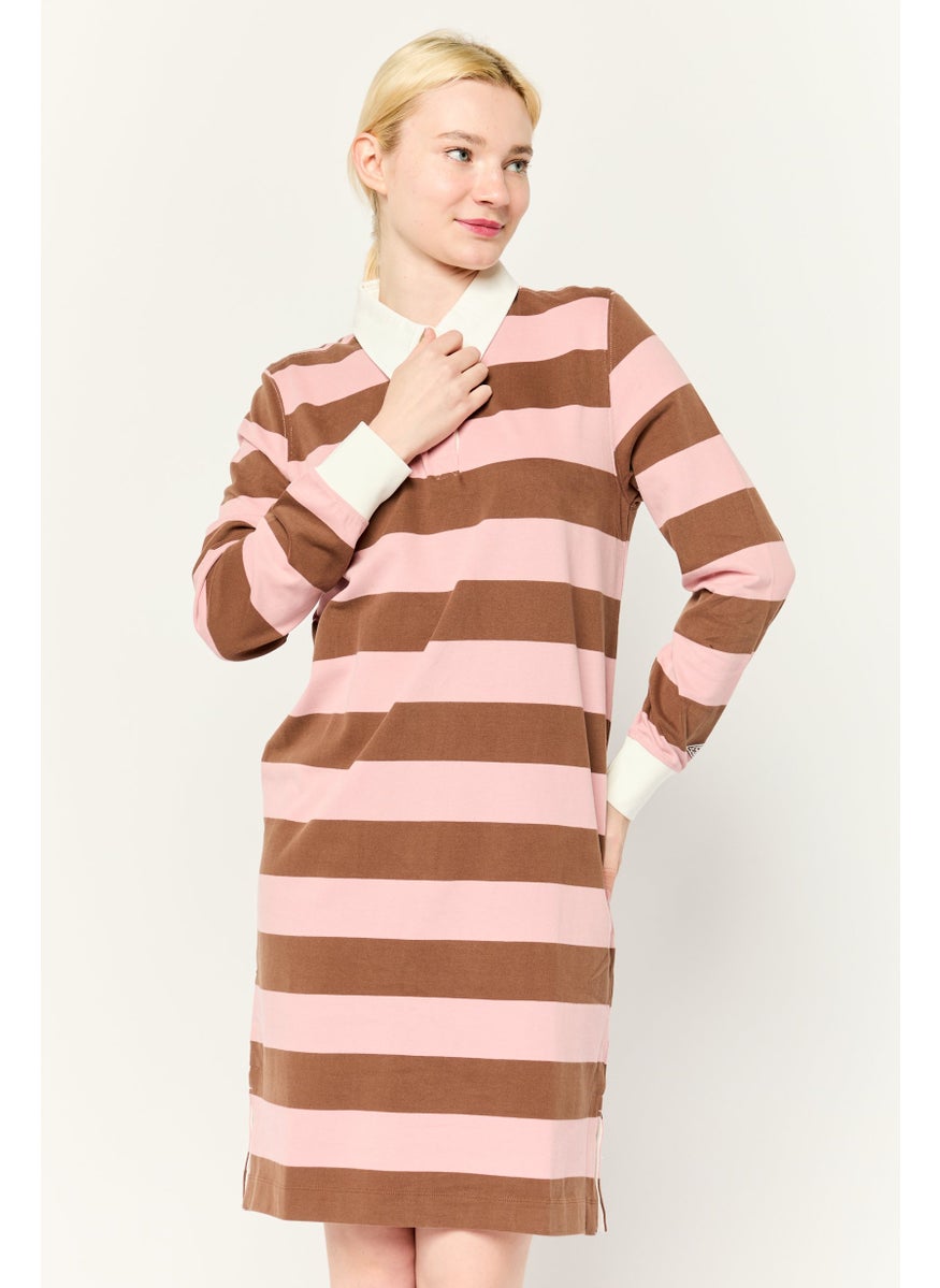 Women Stripe Shirt Dress, Multicolor