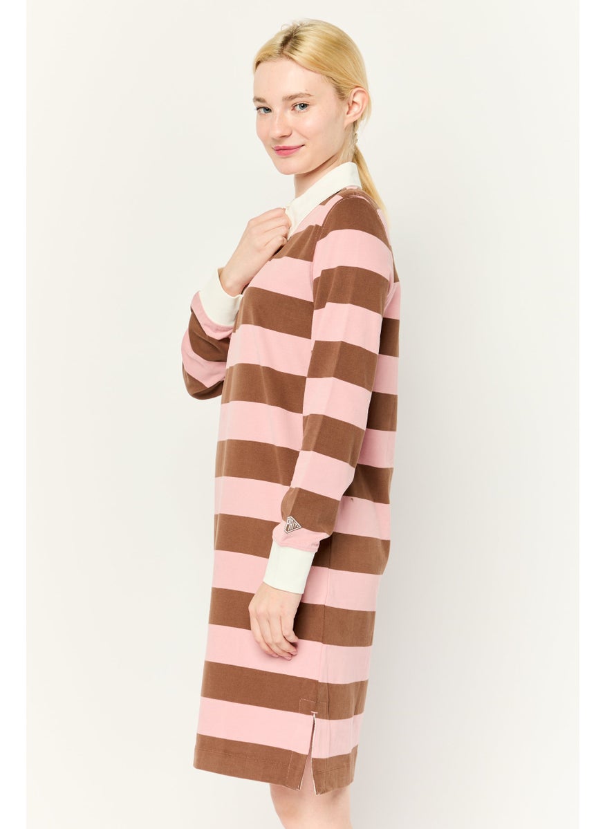 Women Stripe Shirt Dress, Multicolor