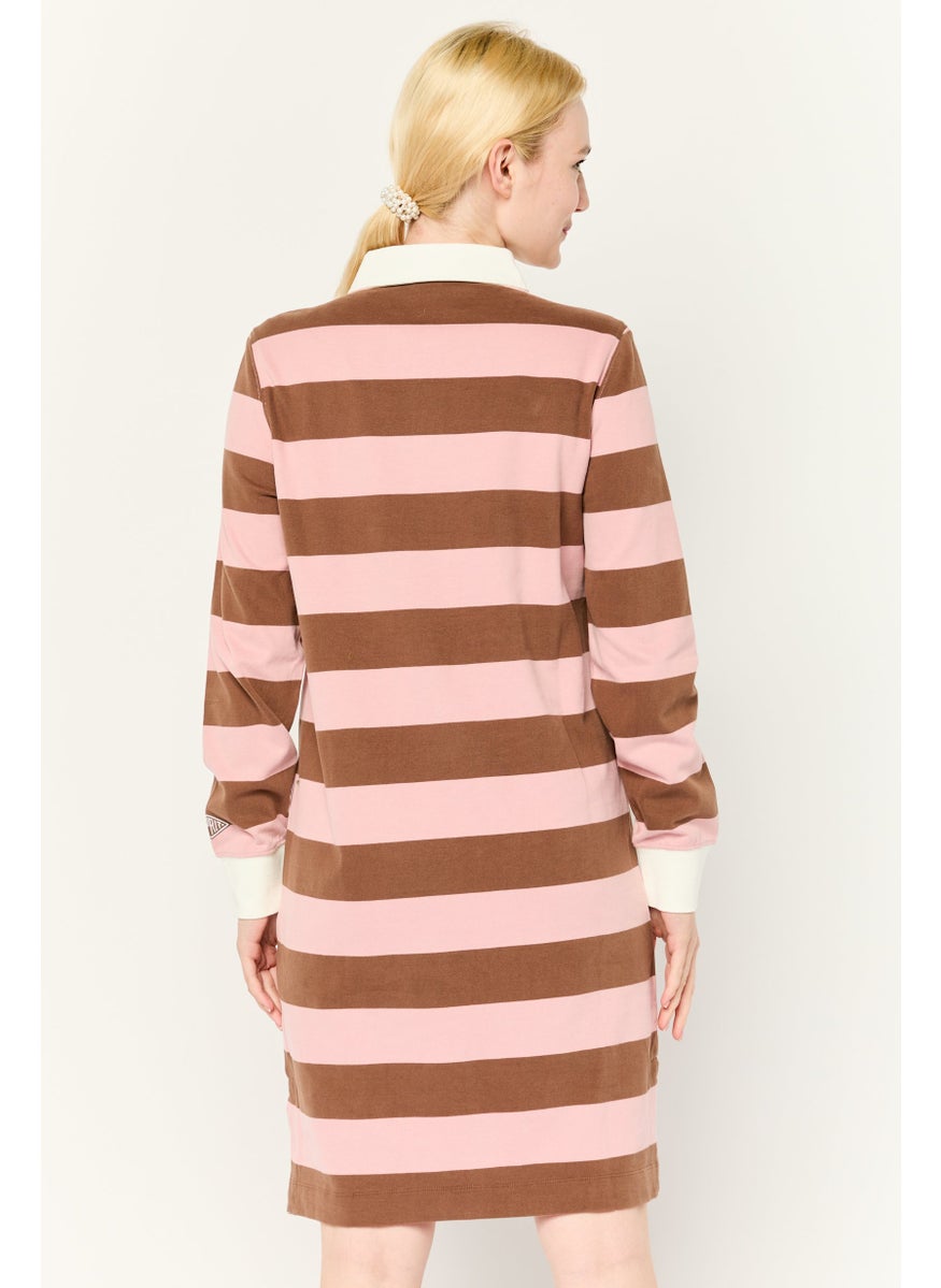 Women Stripe Shirt Dress, Multicolor