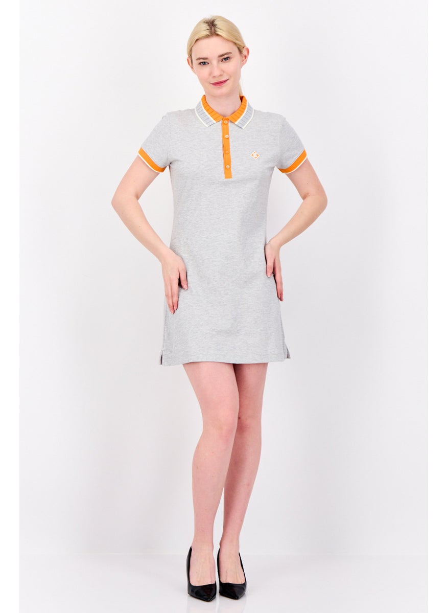 Women Heather Shirt Dress, Light Grey
