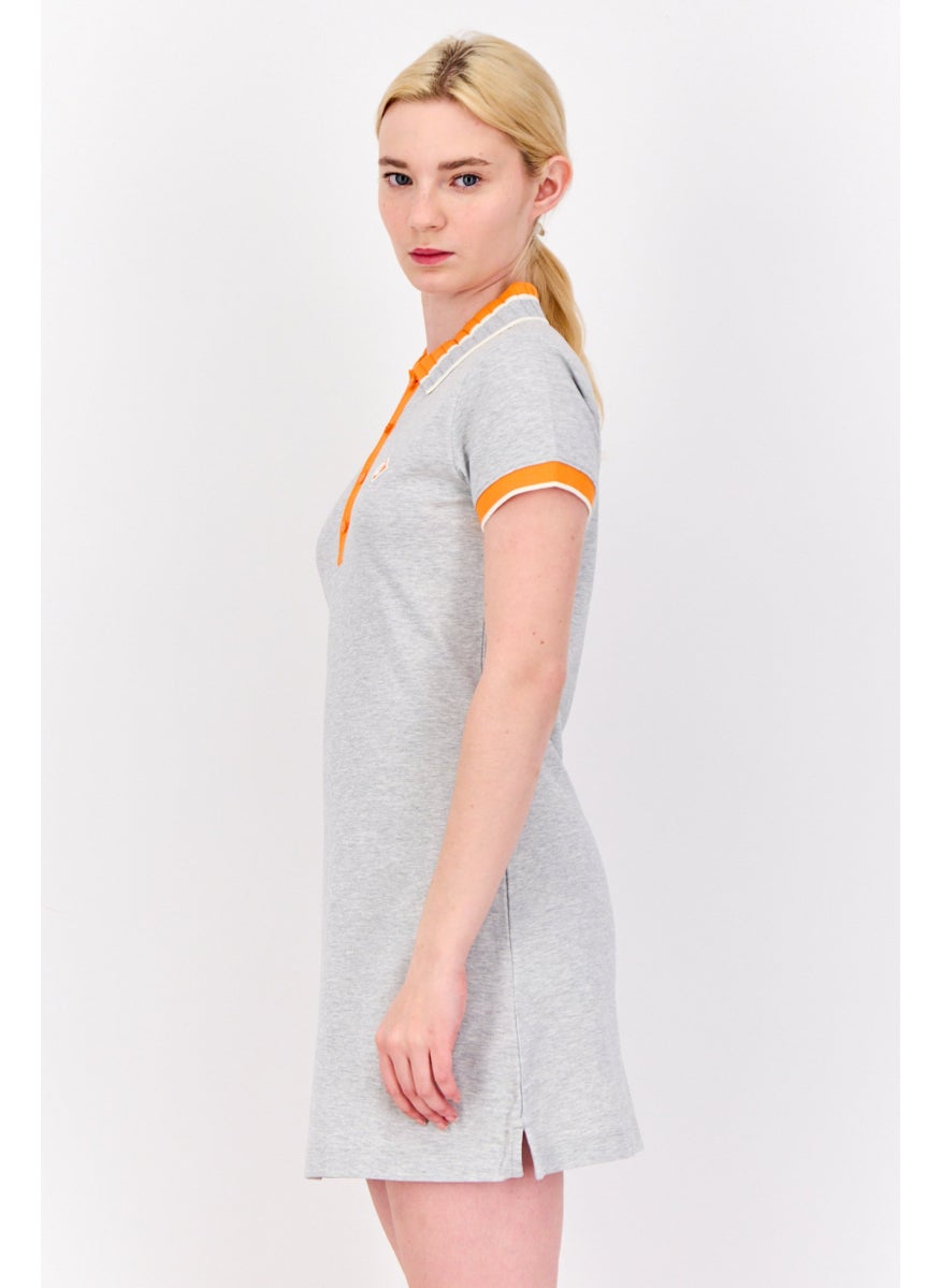 Women Heather Shirt Dress, Light Grey