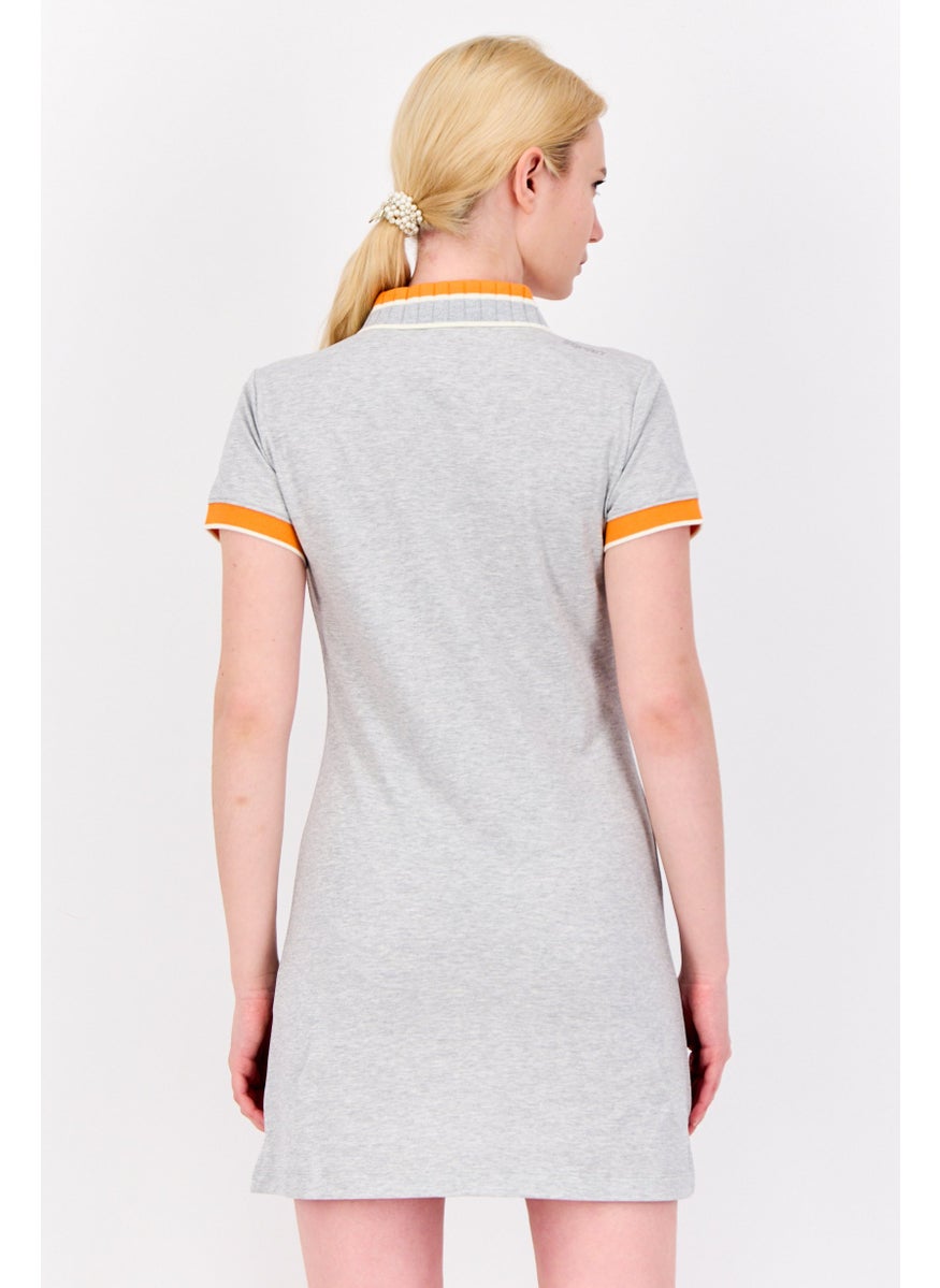 Women Heather Shirt Dress, Light Grey
