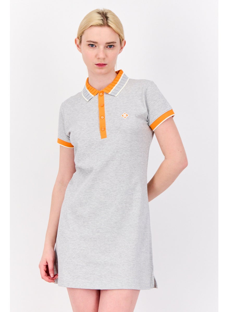 Women Heather Shirt Dress, Light Grey