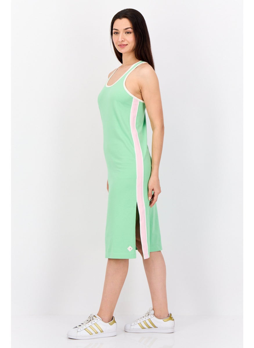 Women Plain Midi Dress, Sage Green