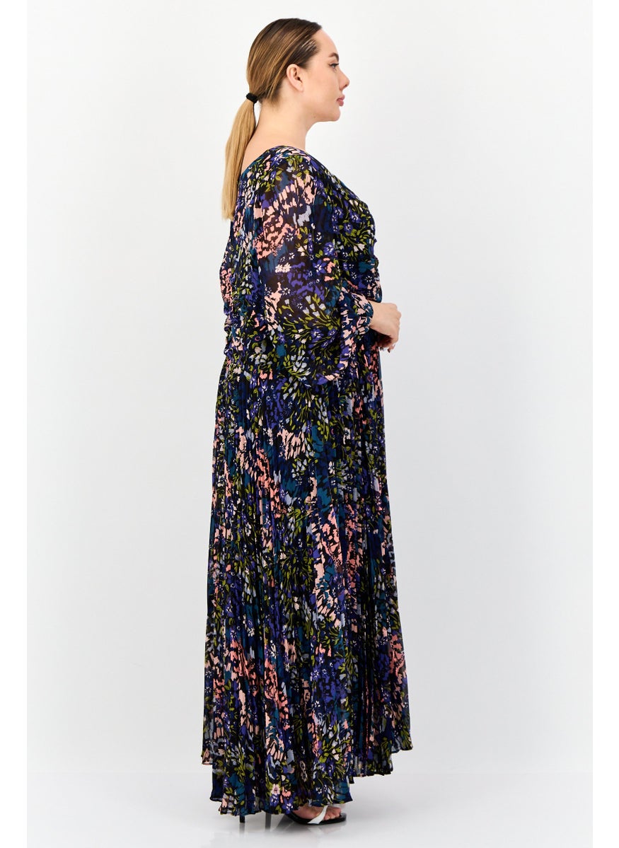 Women Flora Print Maxi Dress, Multicolor
