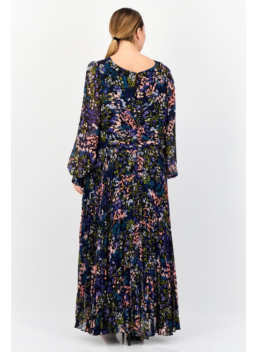 Women Flora Print Maxi Dress, Multicolor