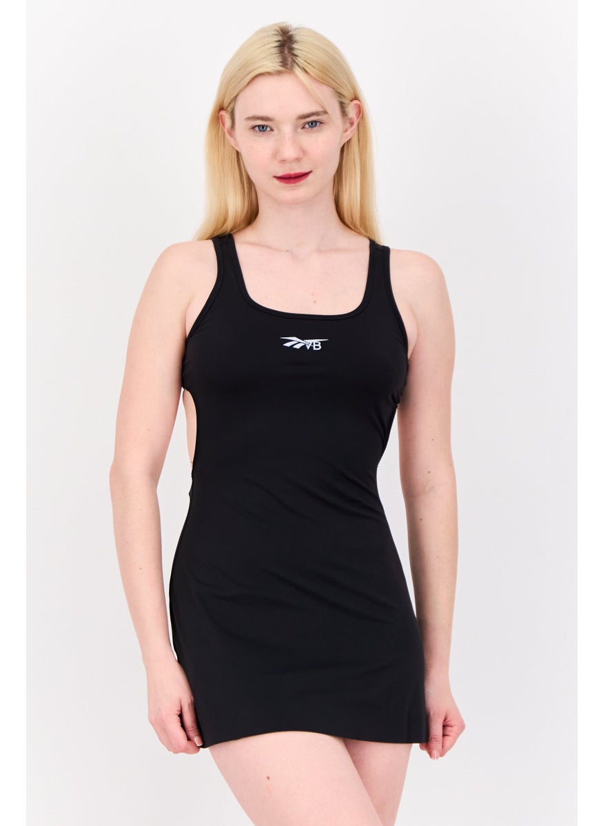 Women Sportswear Fit Sleeveless Tennis 2 in 1 Dress And Shorts, Black