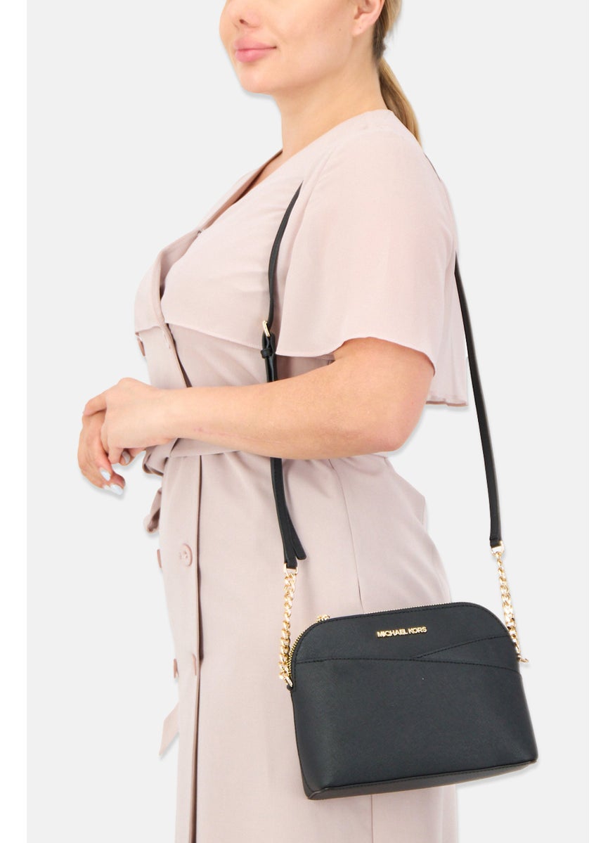 Women Hardware Logo Cross Body Bag 17,5 H x 21,5 L x 9 W cm, Black