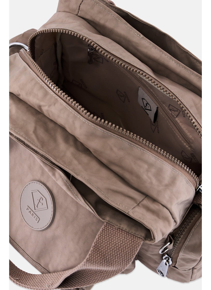 Women Brand Logo Handbag 25 L x 20 H x 12 W cm, Taupe