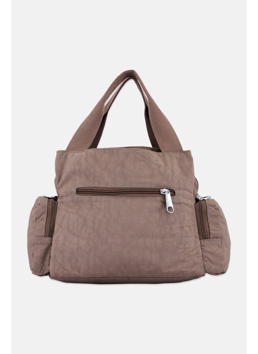 Women Brand Logo Handbag 25 L x 20 H x 12 W cm, Taupe