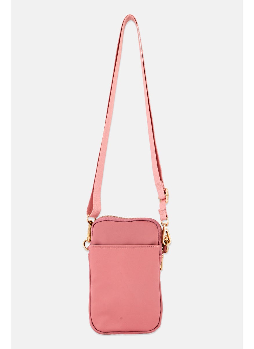 Women Solid Cross Body Bag 12 L x 19 H x 4 W cm, Pink