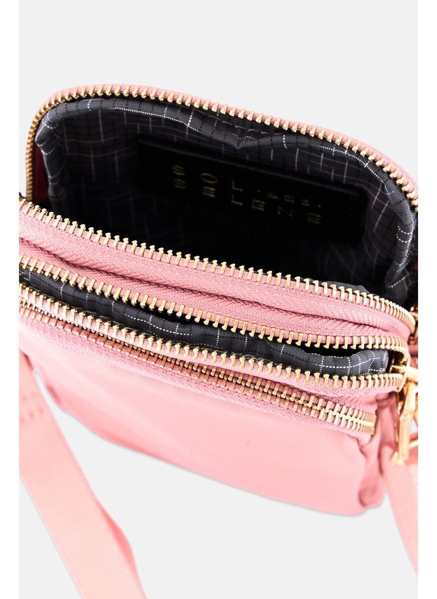 Women Solid Cross Body Bag 12 L x 19 H x 4 W cm, Pink