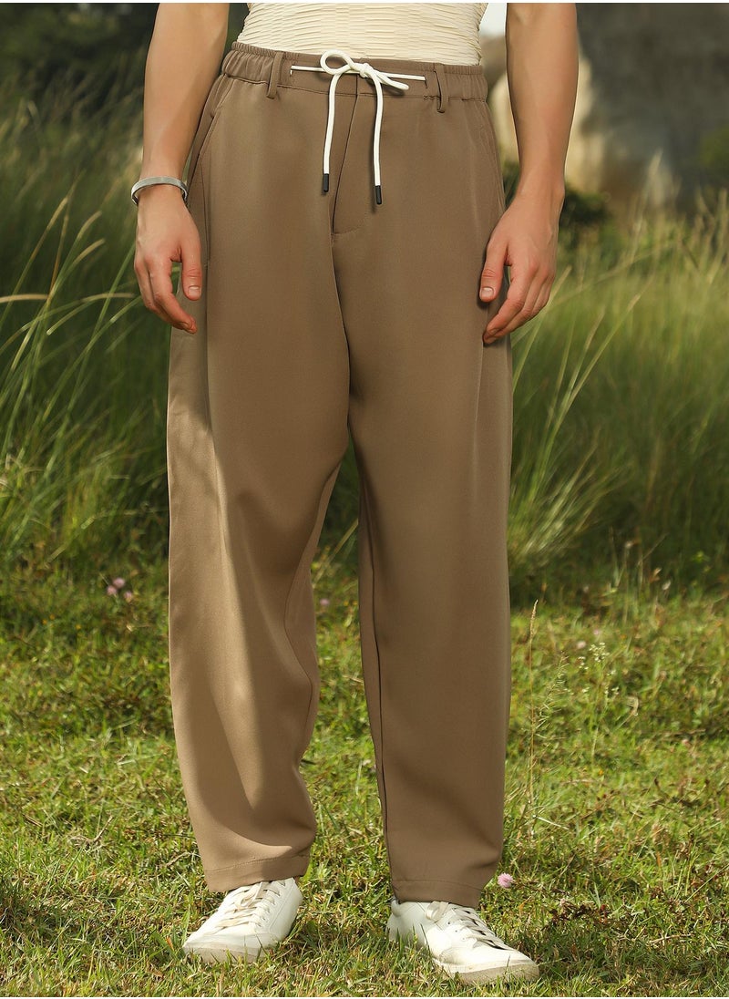 Men's Ash Brown Tapered Tailored Trousers
