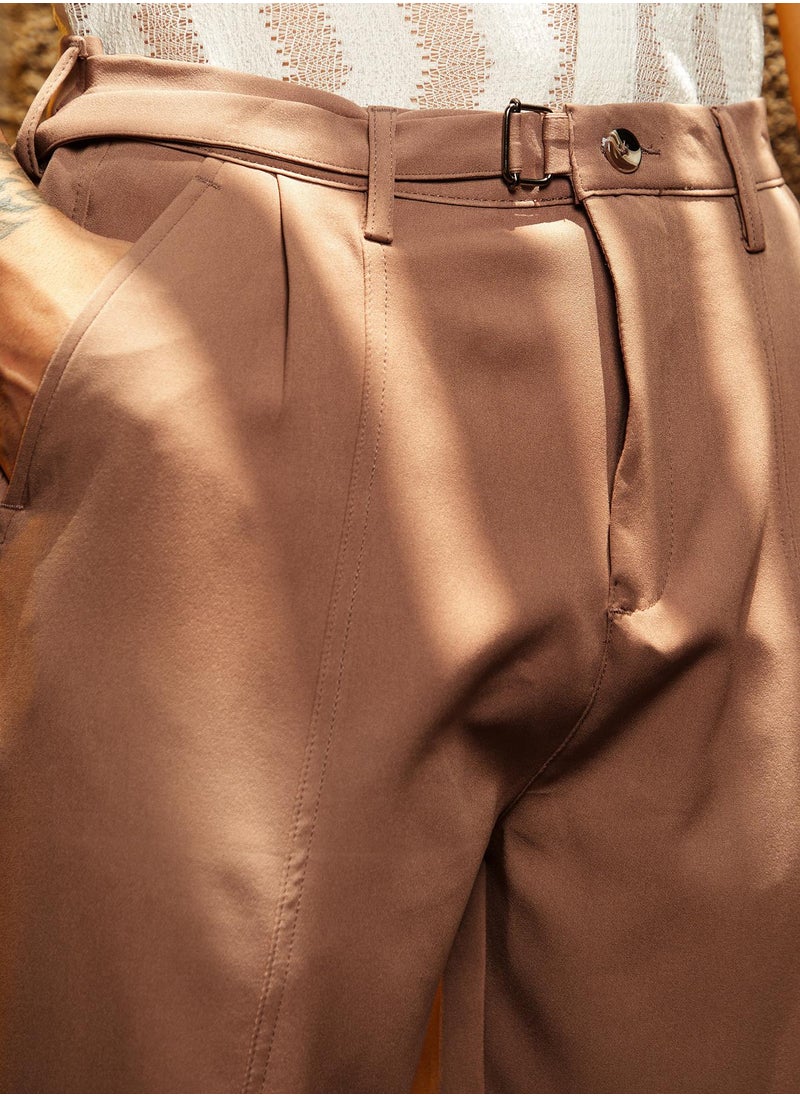 Men's Tan Brown Panelled Gurkha Trousers
