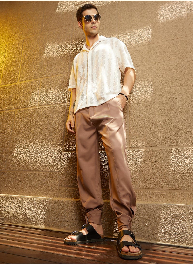 Men's Tan Brown Panelled Gurkha Trousers