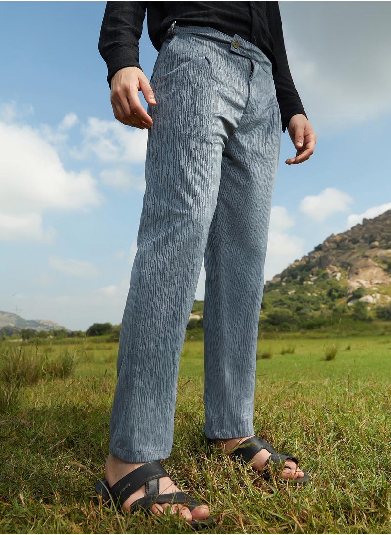 Men's Moon Grey Veined Tailored Trousers