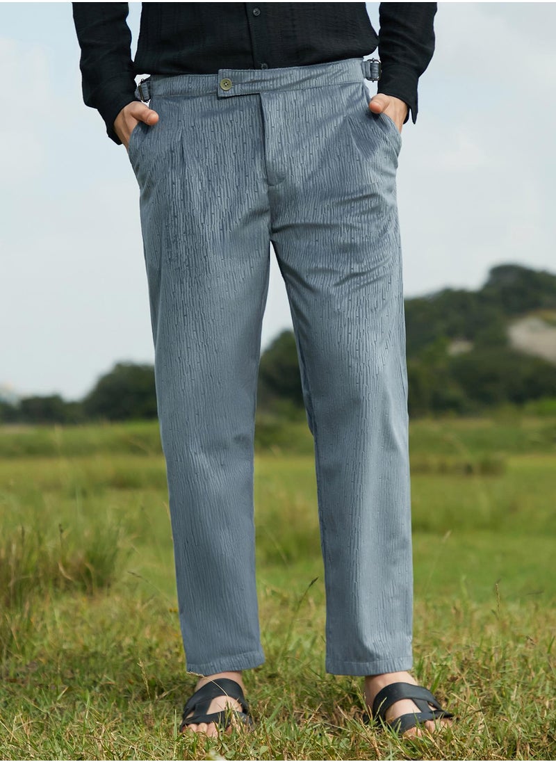 Men's Moon Grey Veined Tailored Trousers