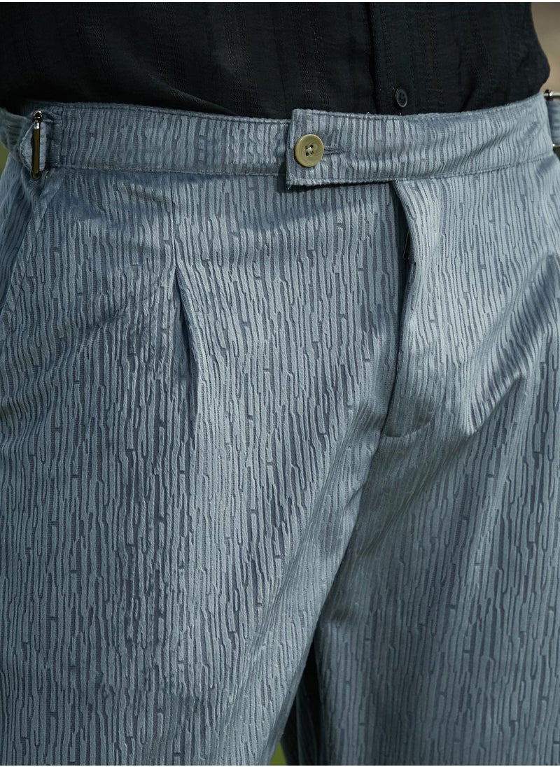 Men's Moon Grey Veined Tailored Trousers