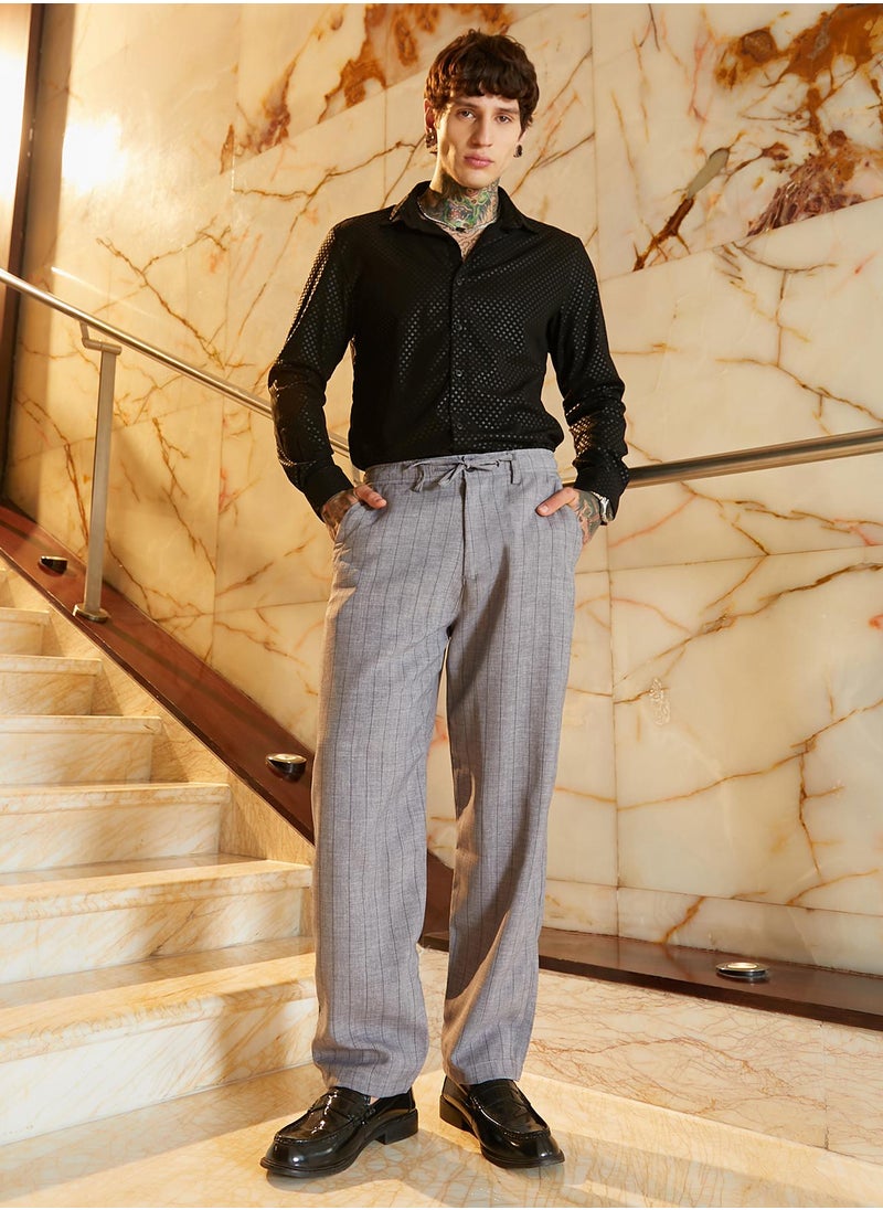 Men's Coin Grey Pinstriped Chino Trousers