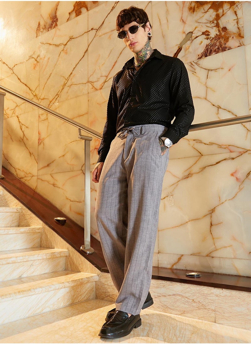 Men's Coin Grey Pinstriped Chino Trousers