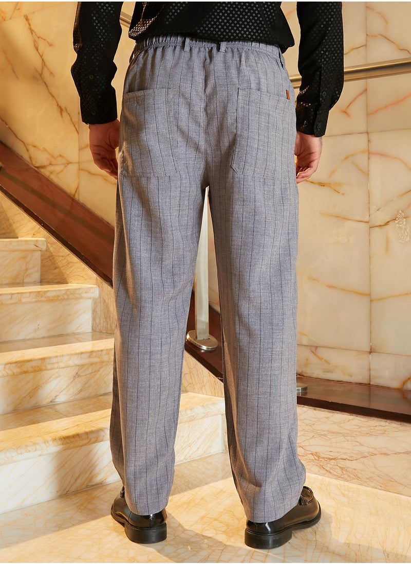 Men's Coin Grey Pinstriped Chino Trousers