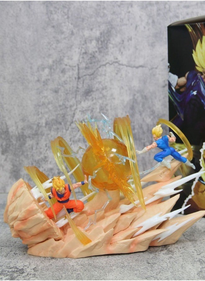 Dragon Ball Goku And Vegeta Action Figure Decorative Resin Sculpture Home Decor Statue, Art Figurine Home Ornament Decoration for Office, Living Room, Bedroom, Book Shelf, TV Cabinet, Desktop