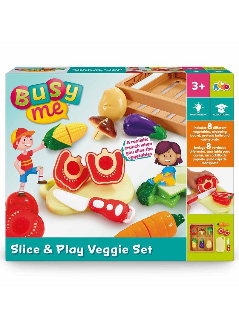 Addo Busy me Slice and Play Veggie Set | Kitchen Playset  | Cooking Playset | Interactive Playset | Imaginative Play | Role Play  | Pretend Play | Gift for Kids and Toddlers