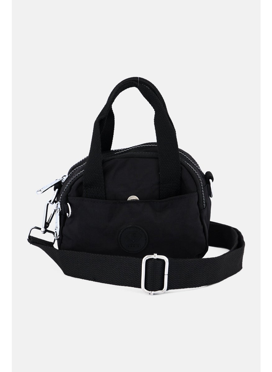 Women Brand Logo Mini Satchel Bag 18 L x 14 H x 6 W cm, Black