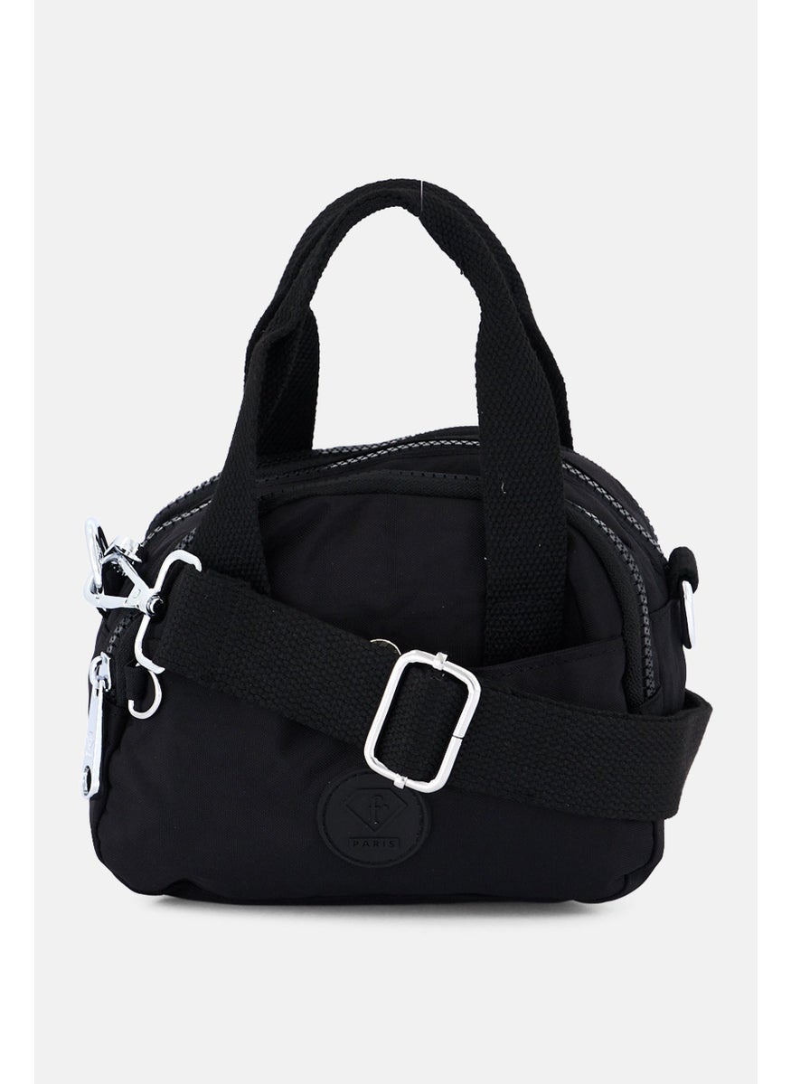 Women Brand Logo Mini Satchel Bag 18 L x 14 H x 6 W cm, Black