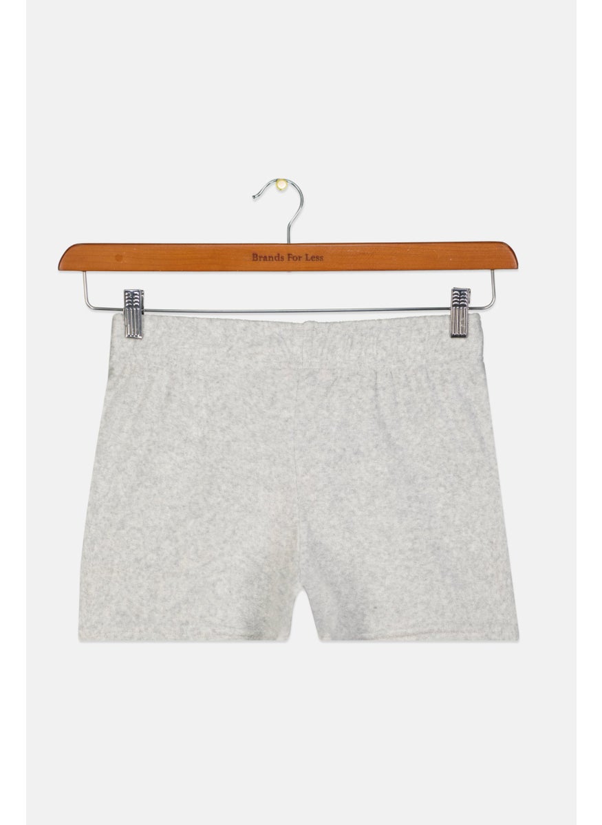 Kids Girl Brand Logo Basic Shorts, Light Grey