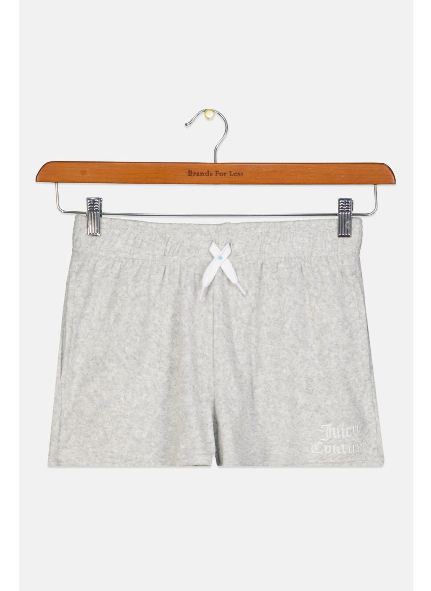 Kids Girl Brand Logo Basic Shorts, Light Grey