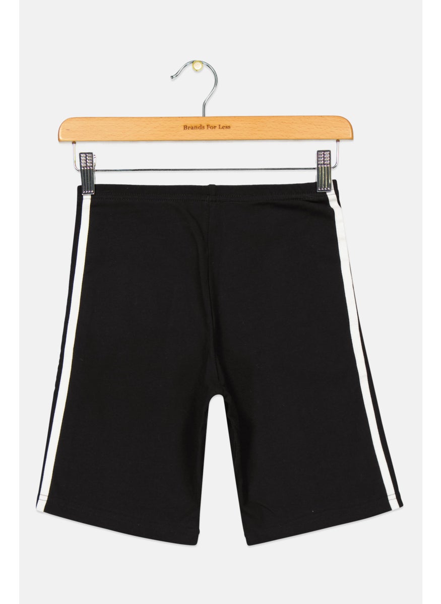 Kid Girl  Brand Logo Cycling Short, Black/White