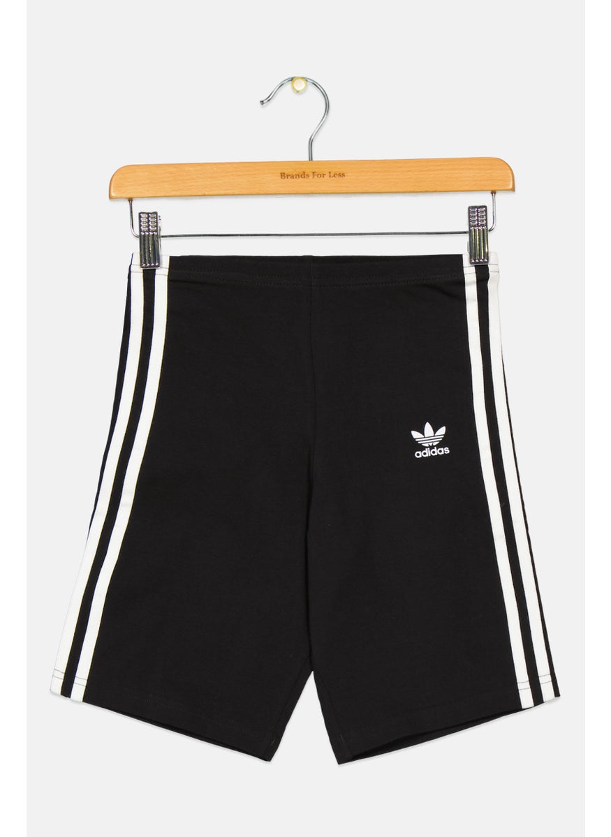 Kid Girl  Brand Logo Cycling Short, Black/White