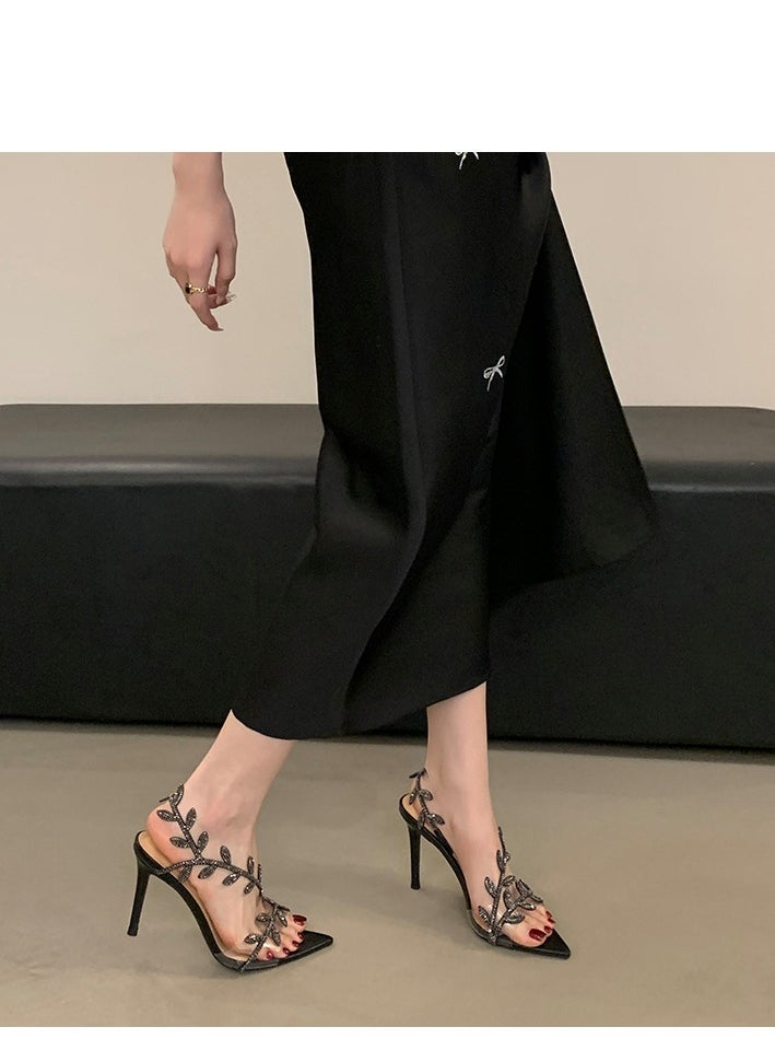 Women's Fashionable And Versatile High-Heeled Half Drag Sandals