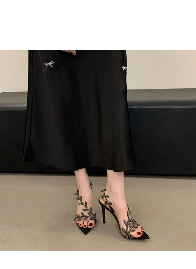 Women's Fashionable And Versatile High-Heeled Half Drag Sandals