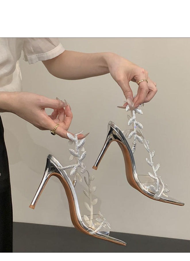 Women's Fashionable And Versatile High-Heeled Half Drag Sandals