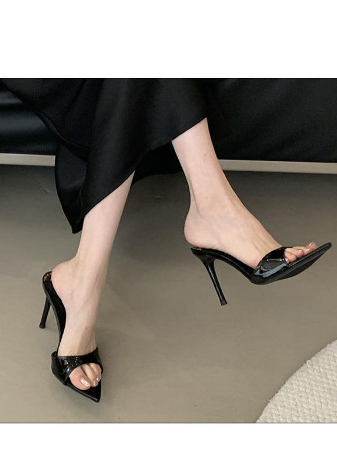Women's Fashionable And Versatile High-Heeled Half Drag Sandals