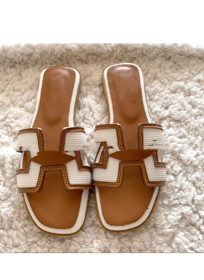 Denim Buckle Beach Sandals For Women's Summer Outdoor Wear