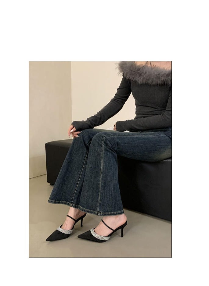 Women's Fashionable And Versatile High-Heeled Half Drag Sandals