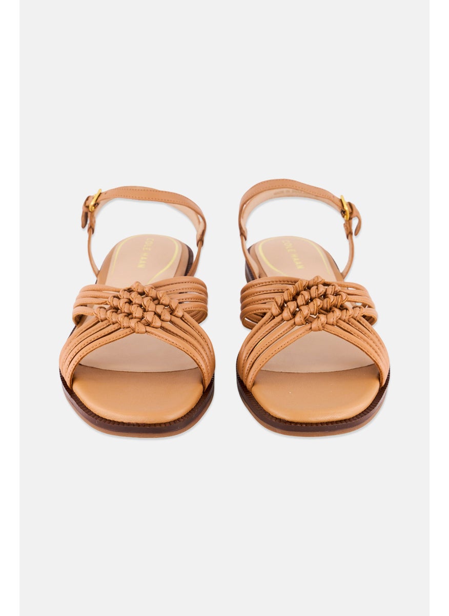 Women Adjustable Buckle Closure Flats, Brown