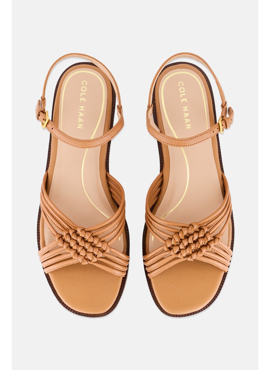 Women Adjustable Buckle Closure Flats, Brown