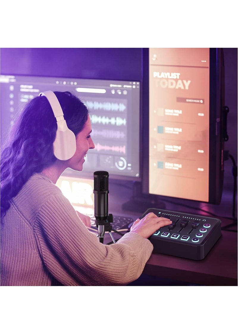 Podcast Equipment Bundle, BM 800 Podcast Microphone Bundle with F9 Voice Changer, Condenser Microphone Recording Studio Package for Podcasting Live Streaming Singing PC Mobile TikTok YouTube