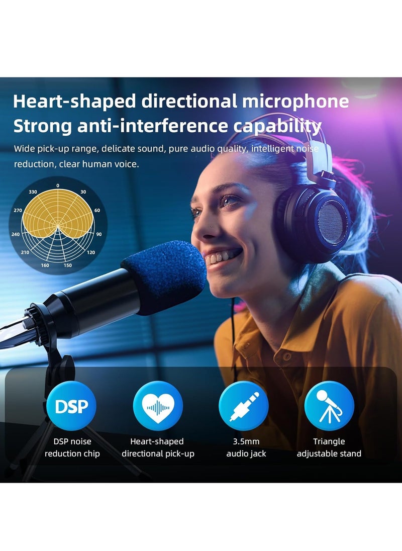 Podcast Equipment Bundle, BM 800 Podcast Microphone Bundle with F9 Voice Changer, Condenser Microphone Recording Studio Package for Podcasting Live Streaming Singing PC Mobile TikTok YouTube