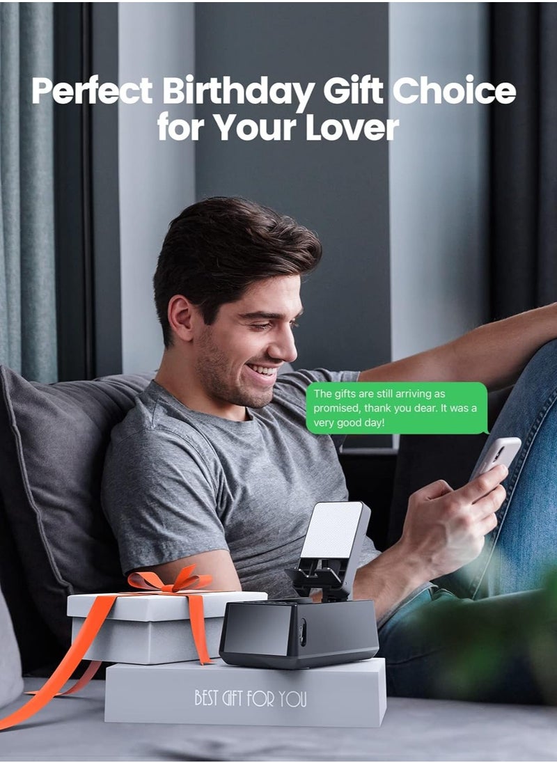 3 in 1 Rechargeable Bluetooth Wireless Speaker, LED Display Clock, Foldable Phone Stand with Anti-Slip Based, HD Surround Sound Speaker, Adjustable Stand