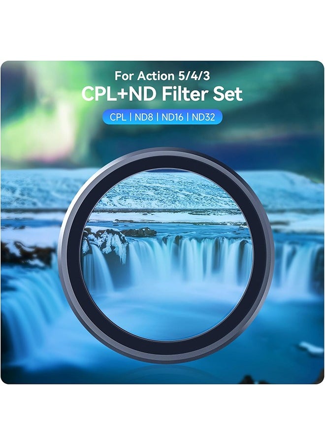 Action 4 Action 3 Camera Accessories, 4-Pack CPL ND32 ND16 ND8 Polarizing Neutral Density HD Filter Lens Protective Protector Cover for DJI Osmo Action