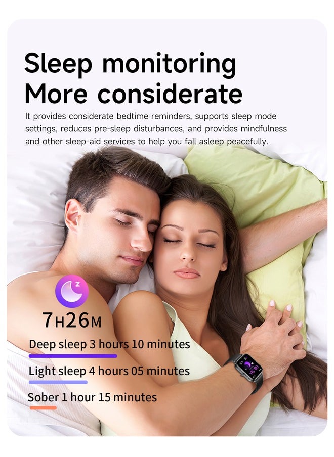 1.83-Inch Bluetooth Smart Bracelet/Smartwatch, Sports Sleep Monitoring, Answering/Making Calls, Silicone Strap, RT i128