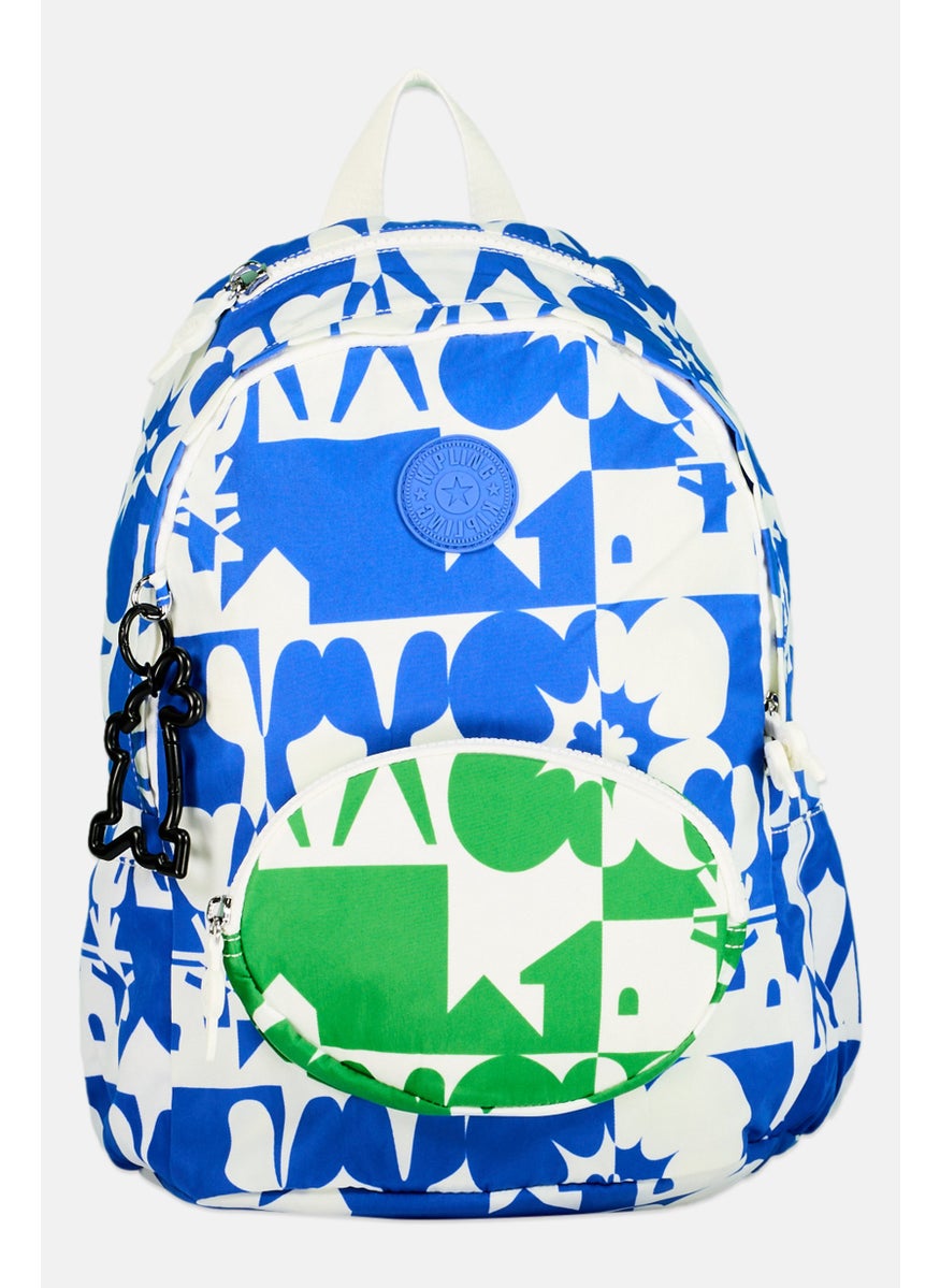 Women Allover Printed Back Pack 37 H x 25 L x 16 W cm, Blue
