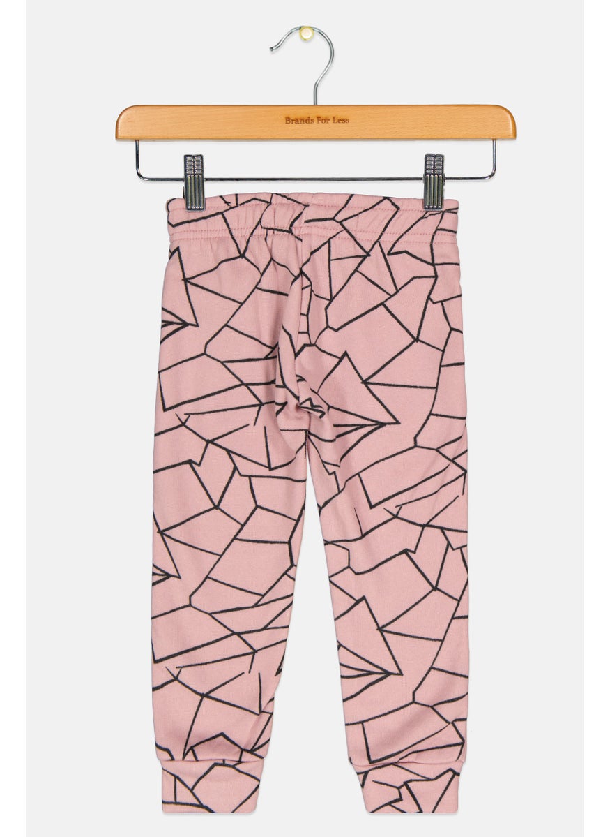 Toddlers Girl Allover Print Sweatpants, Pink